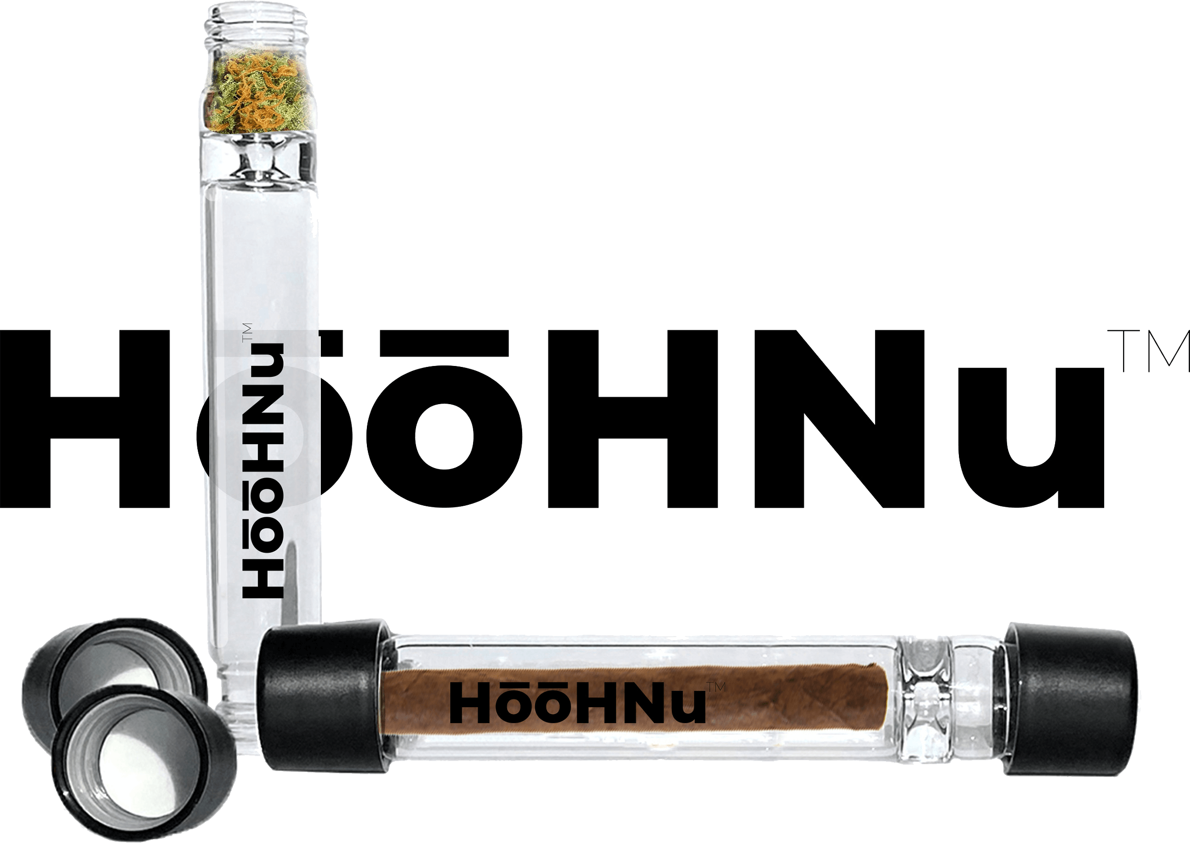 HooHNu glass chillum with pre-roll and flower